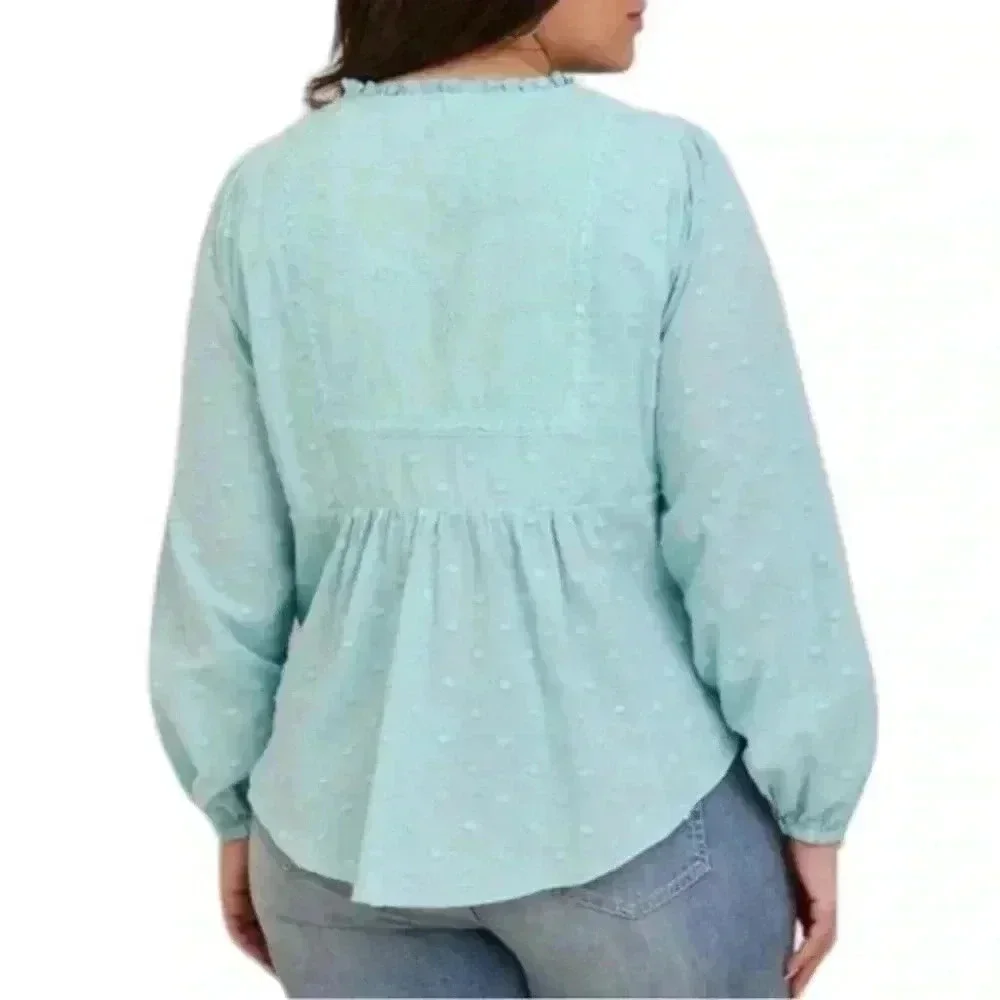 NWT TORRID‎ Clip Dot Mixed Eyelet Yoke Detail Top - Picture 2 of 8